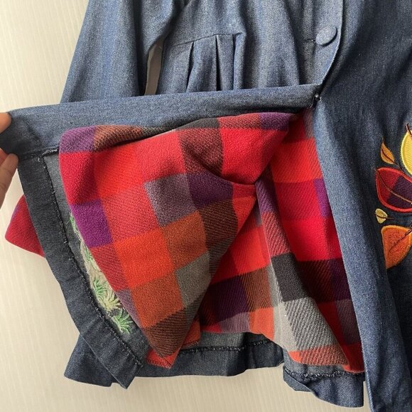 Maria Elena Girls Button Down Hooded Embroidered Fox Fall Jacket Dress Lined 6 - Picture 10 of 16